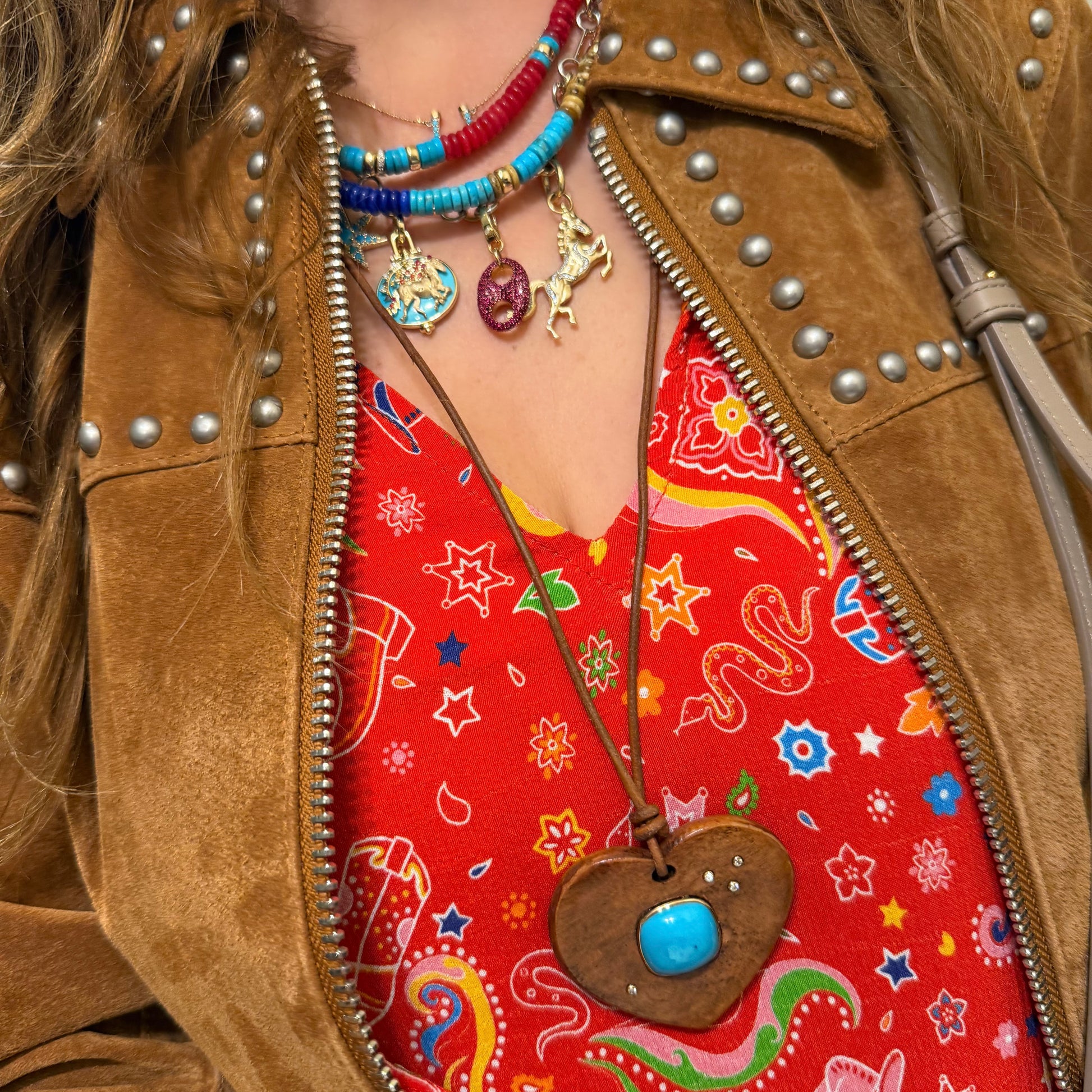 Wild Fire Turquoise Horse Pendant