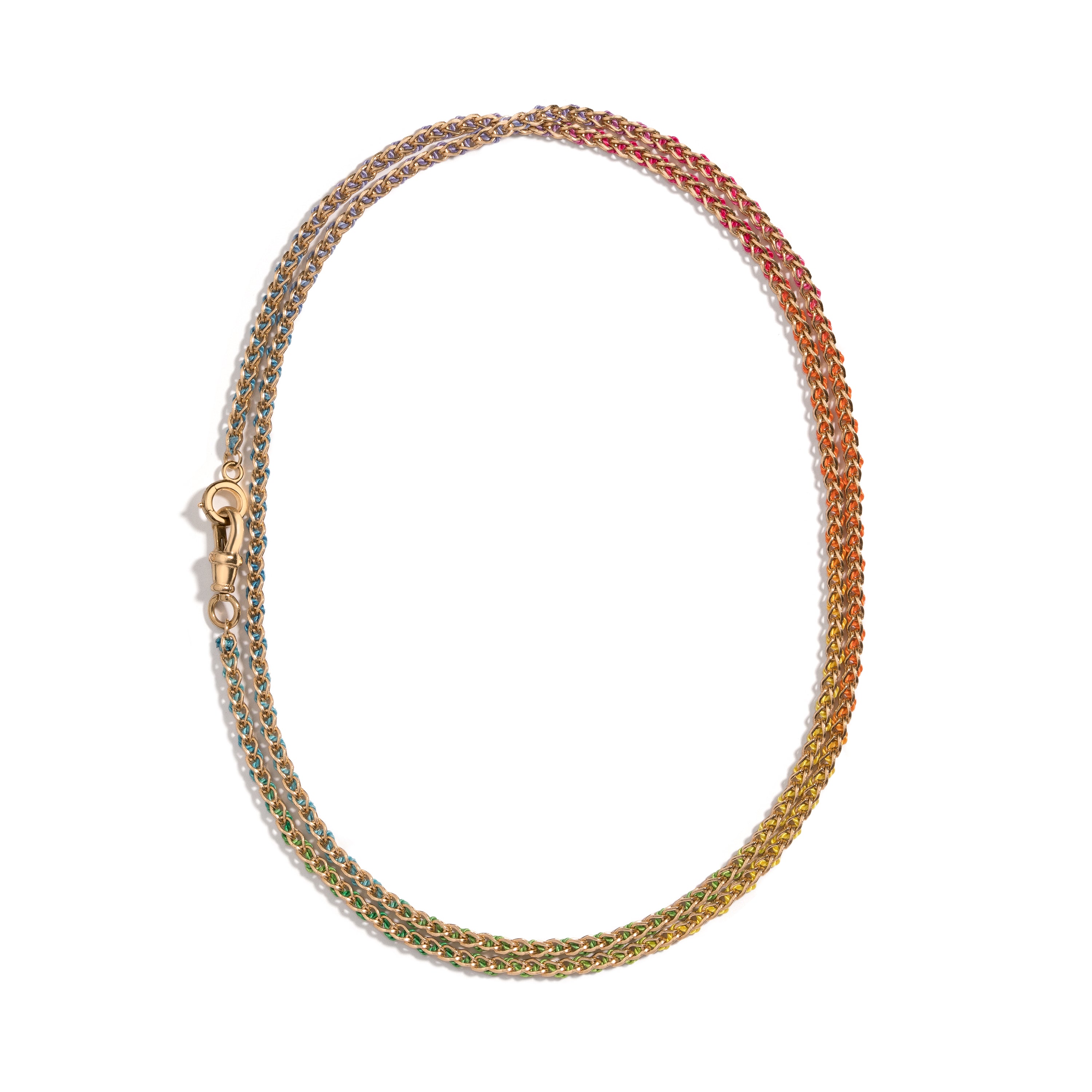 Woven Eightfold Rainbow Silk Chain Necklace