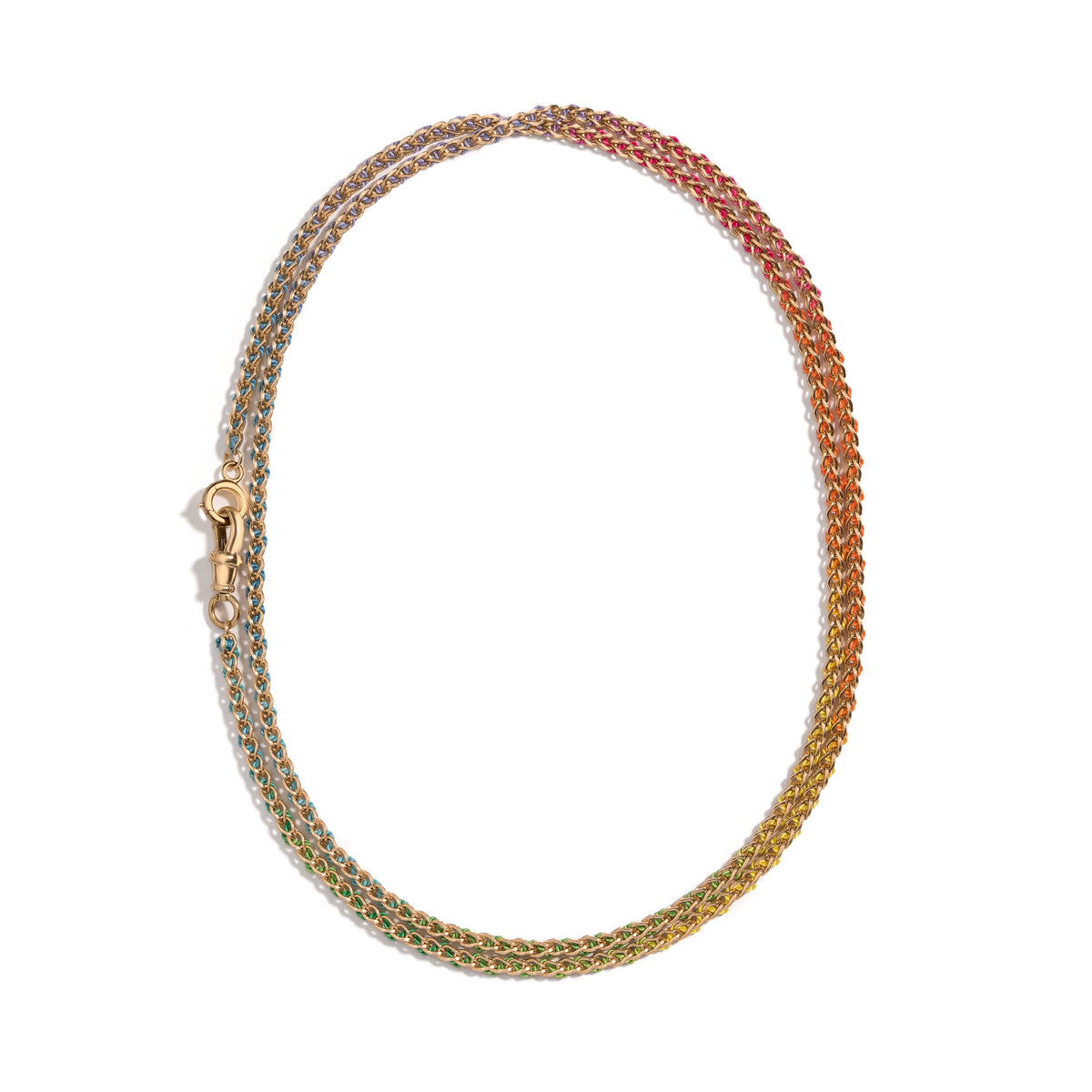 Woven Eightfold Rainbow Silk Chain Necklace