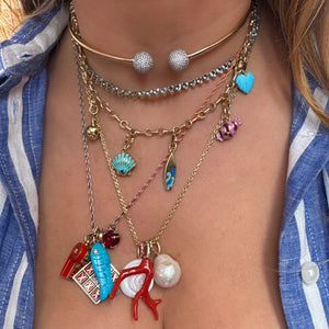 Woven Rainbow Silk Long Links Chain Necklace