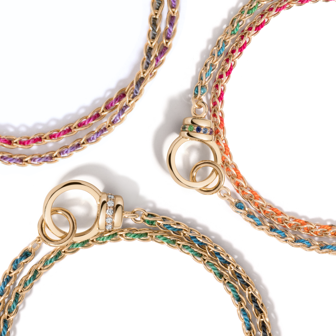 Woven Eightfold Rainbow Silk Chain Necklace