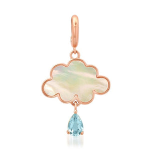 Mother of Pearl & Blue Topaz Cloud Drop Charm Pendant