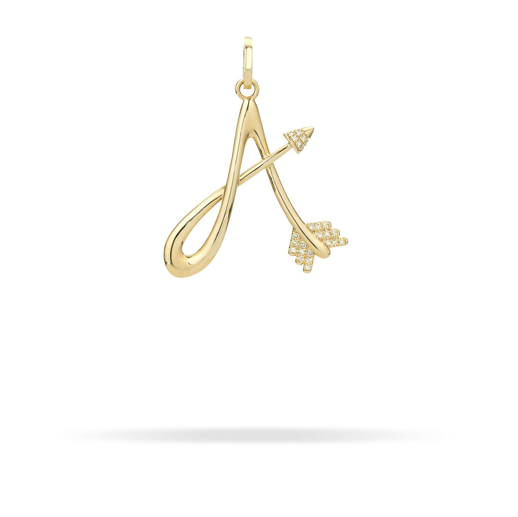 XL Hinged Diamond Arrow Initial Charm