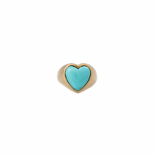 Turquoise or Amazonite Heart Satin Finish Signet Ring