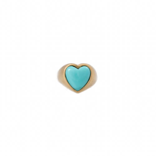 Turquoise or Amazonite Heart Satin Finish Signet Ring