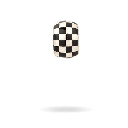 White or Black Ceramic Checkerboard Big Bead