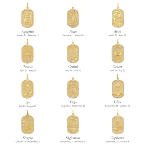 Elongated Diamond Icon Astrological Zodiac Plaque Charm