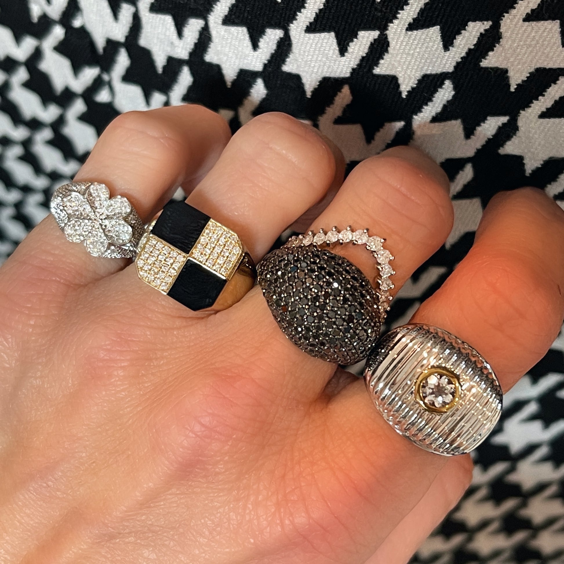 Maxi Berlingot Topaz Bezel Fluted Gold Dome Ring