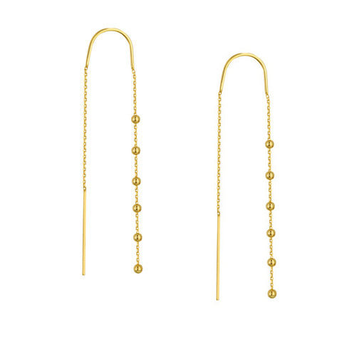 Gold Ball Threader Earrings