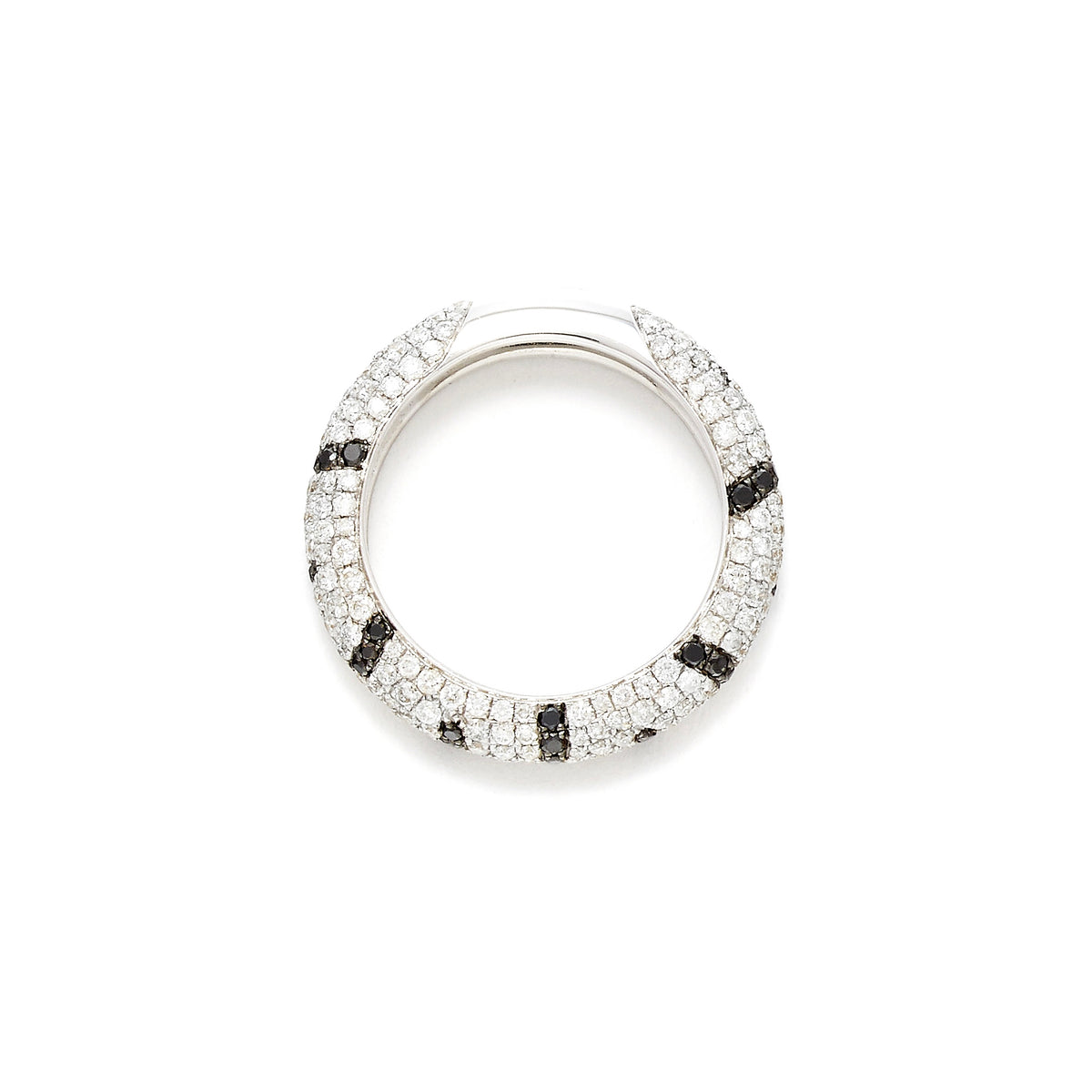 Large Black & White Diamond Zebra Band Ring