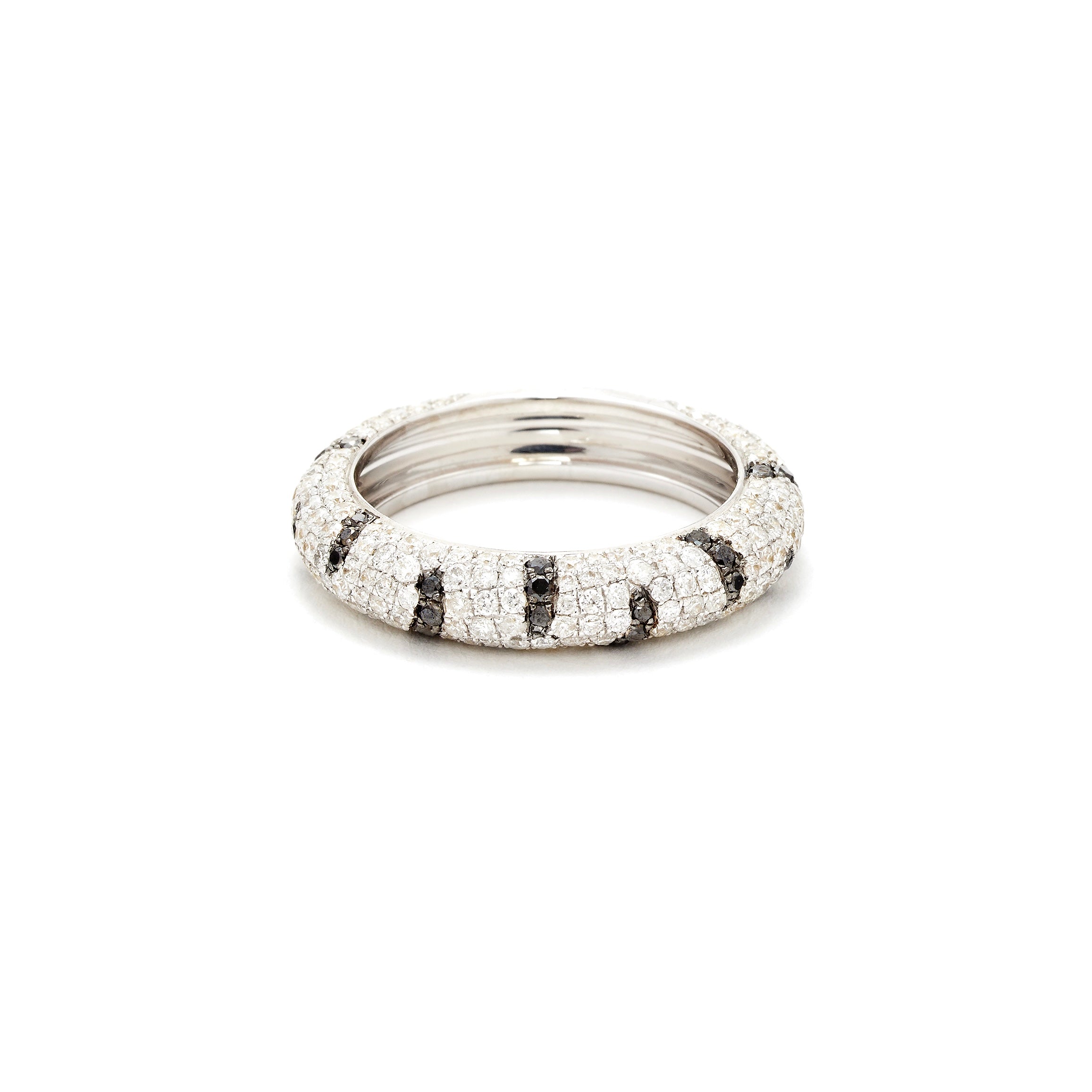 Large Black & White Diamond Zebra Band Ring