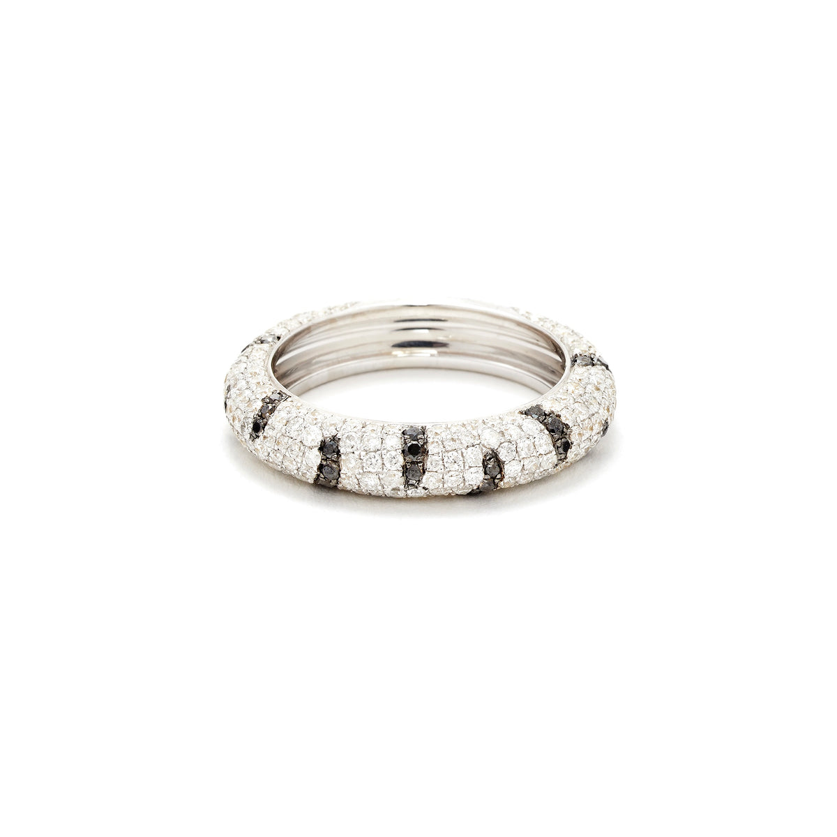 Large Black & White Diamond Zebra Band Ring