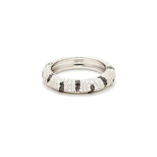 Large Black & White Diamond Zebra Band Ring