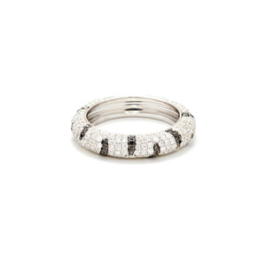 Large Black & White Diamond Zebra Band Ring