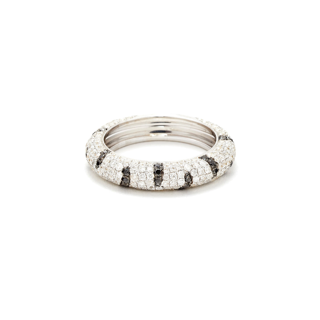 Large Black & White Diamond Zebra Band Ring