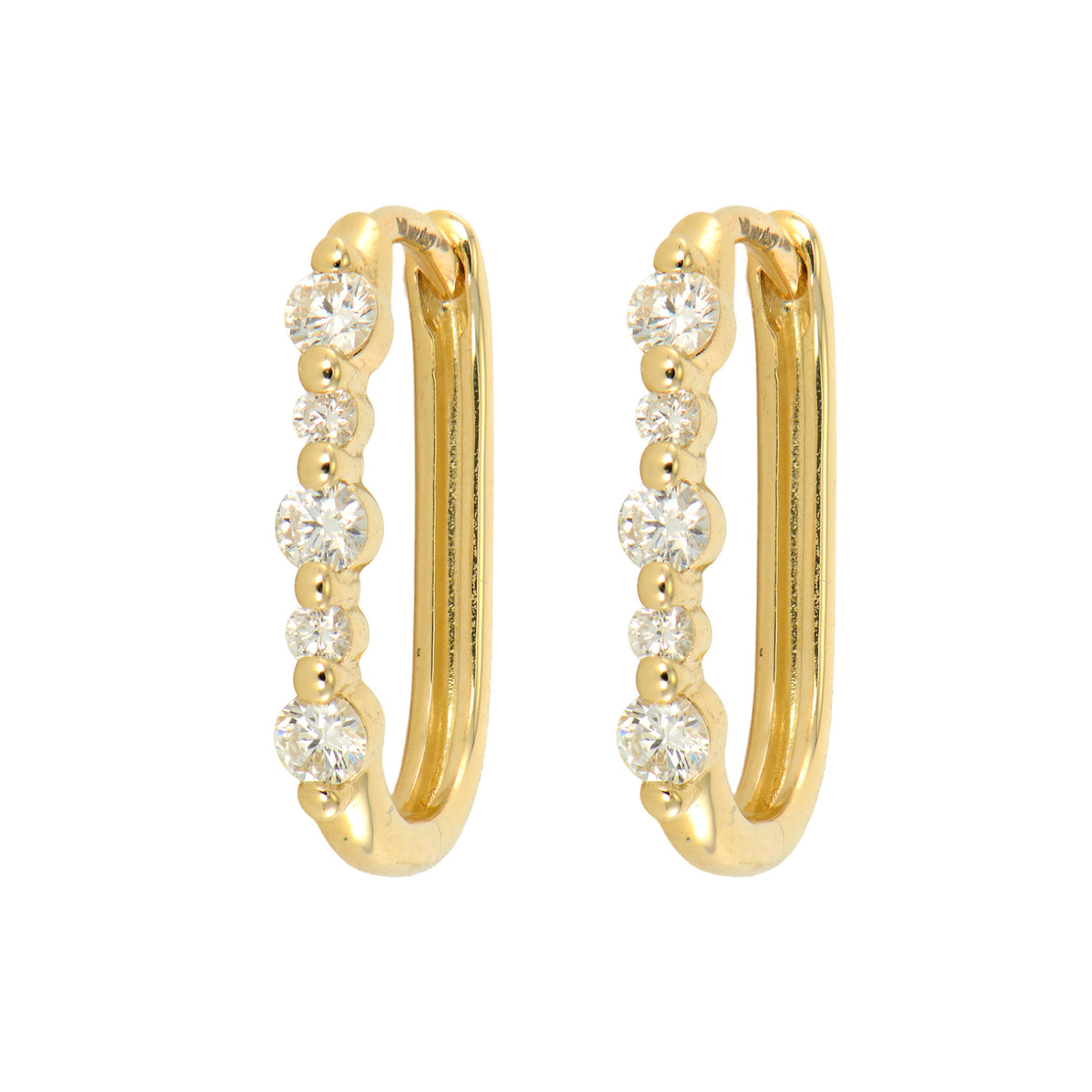 Alternating Diamond Cushion Hoop Earrings