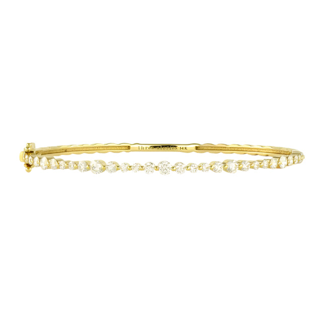 Delicate Alternating Diamond Bangle Bracelet