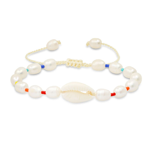 Fresh Water Pearl and Shell Rainbow Beaded Bracelet