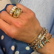 Functional Gold Barbell Charm Bangle Bracelet
