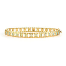 Double Sided Flower or Life Opal & Diamond Bangle Bracelet