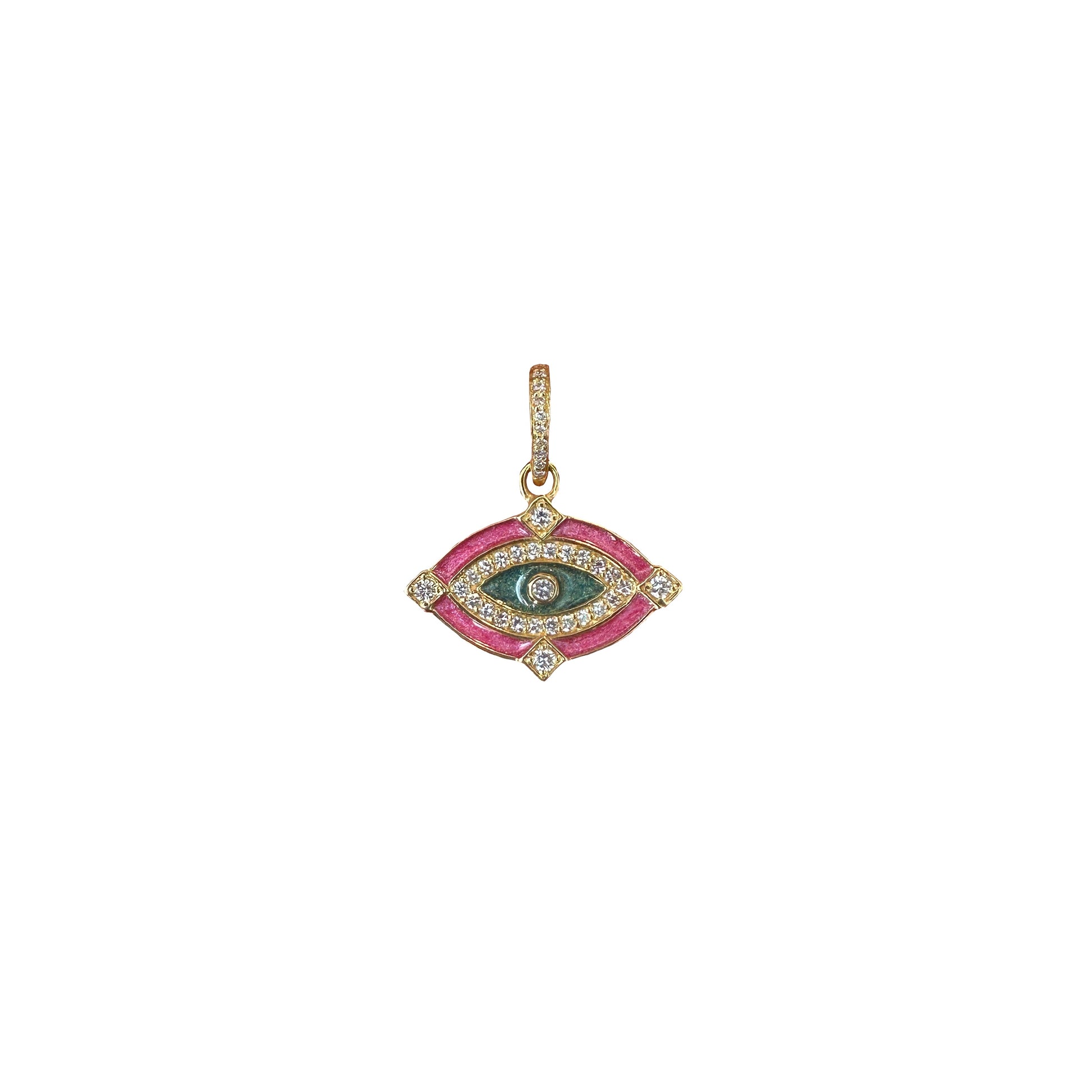 Diamond & Enamel Evil Eye Charm Pendant