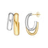 Two Tone Side by Side D Tube Open Hoop Earrings