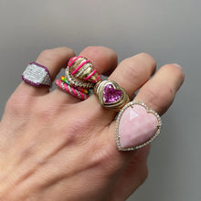 Berlingot Pink Glass Heart Ring
