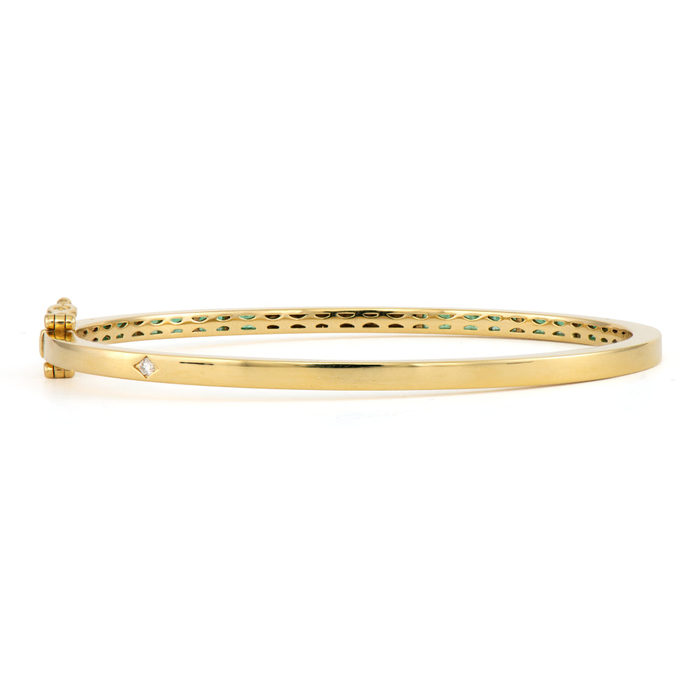 Classic Emerald & Diamond Baguette Bangle