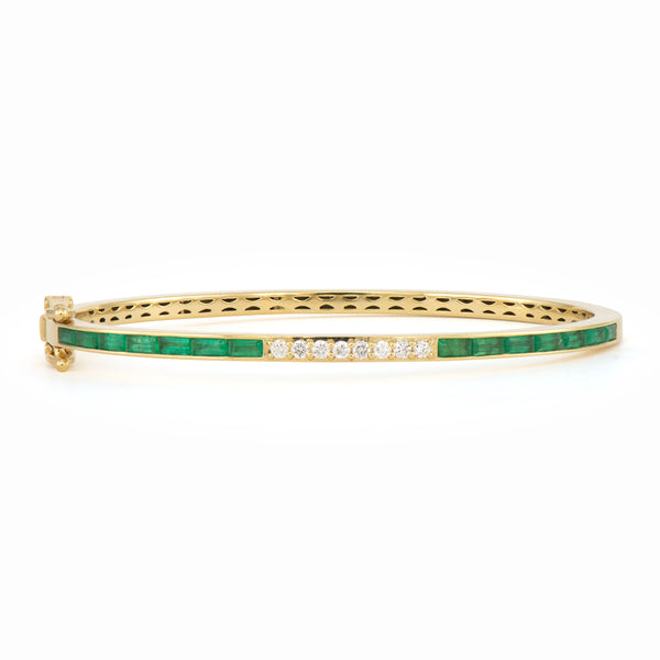 Classic Emerald & Diamond Baguette Bangle