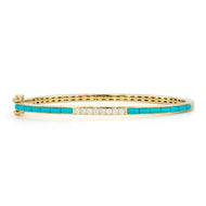Classic Turquoise & Diamond Baguette Bangle