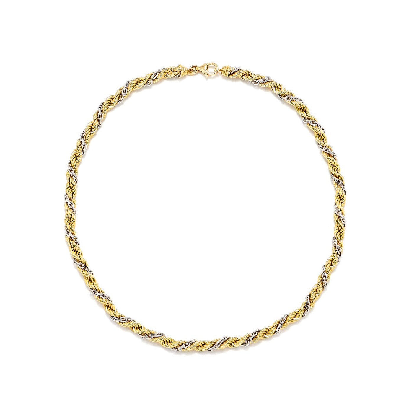 Two Tone Twisted Gold Rope Chain Necklace