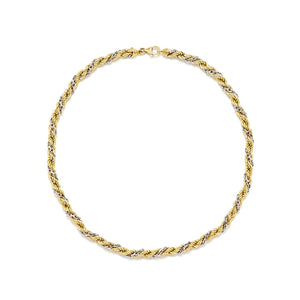 Two Tone Twisted Gold Rope Chain Necklace