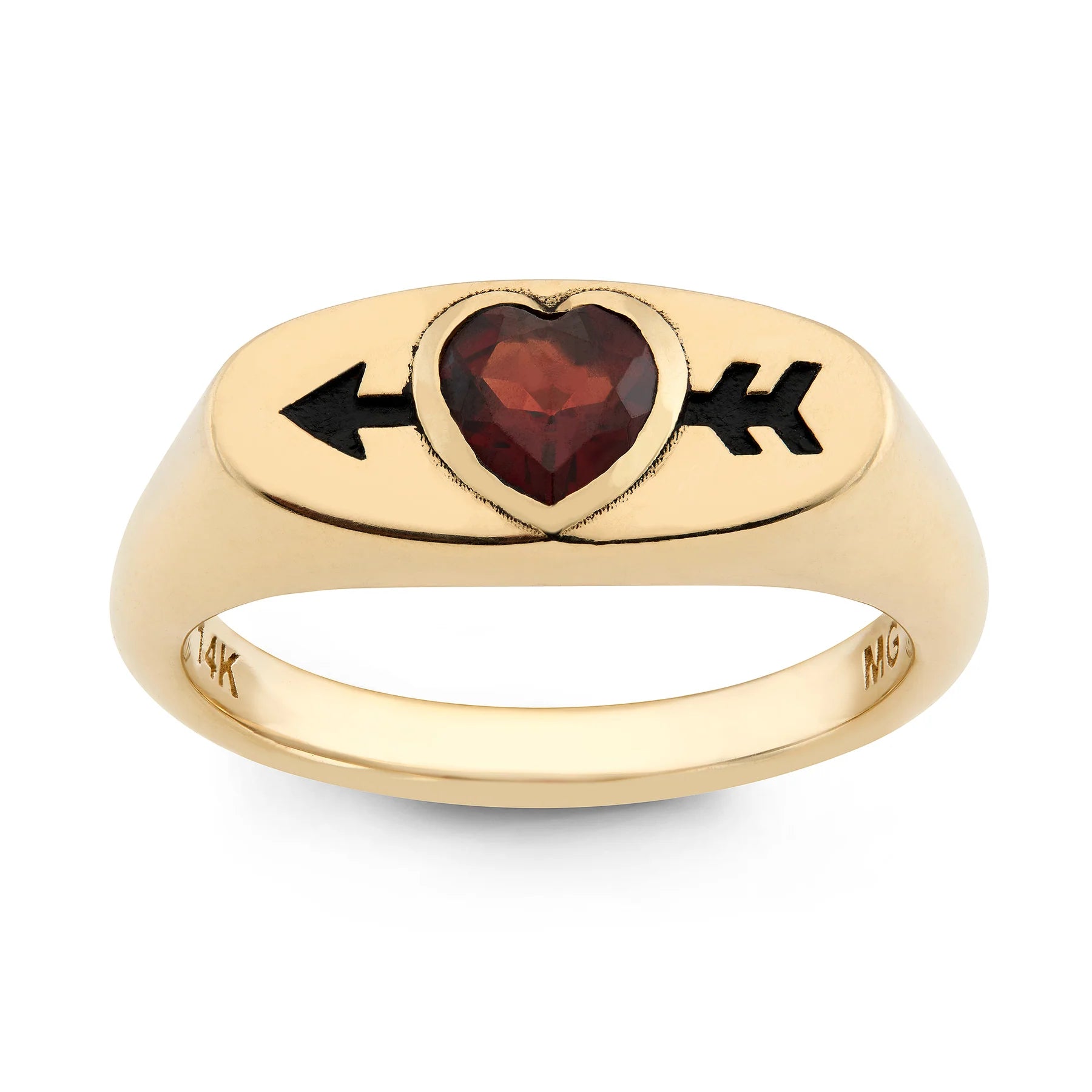 Cupid's Heart Garnet Pinky Ring