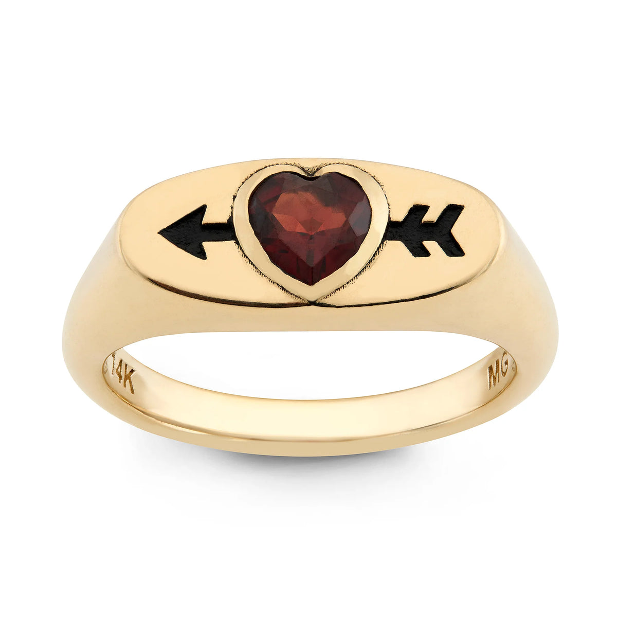 Cupid's Heart Garnet Pinky Ring