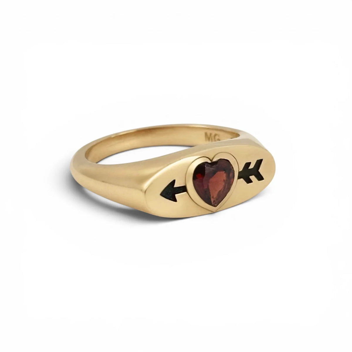 Cupid's Heart Garnet Pinky Ring