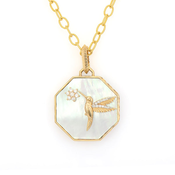 Double Sided Colibri Dragonfly Tablet Pendant