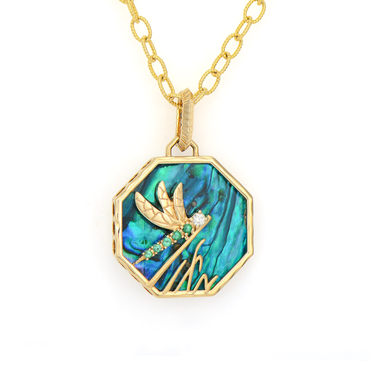 Double Sided Colibri Dragonfly Tablet Pendant