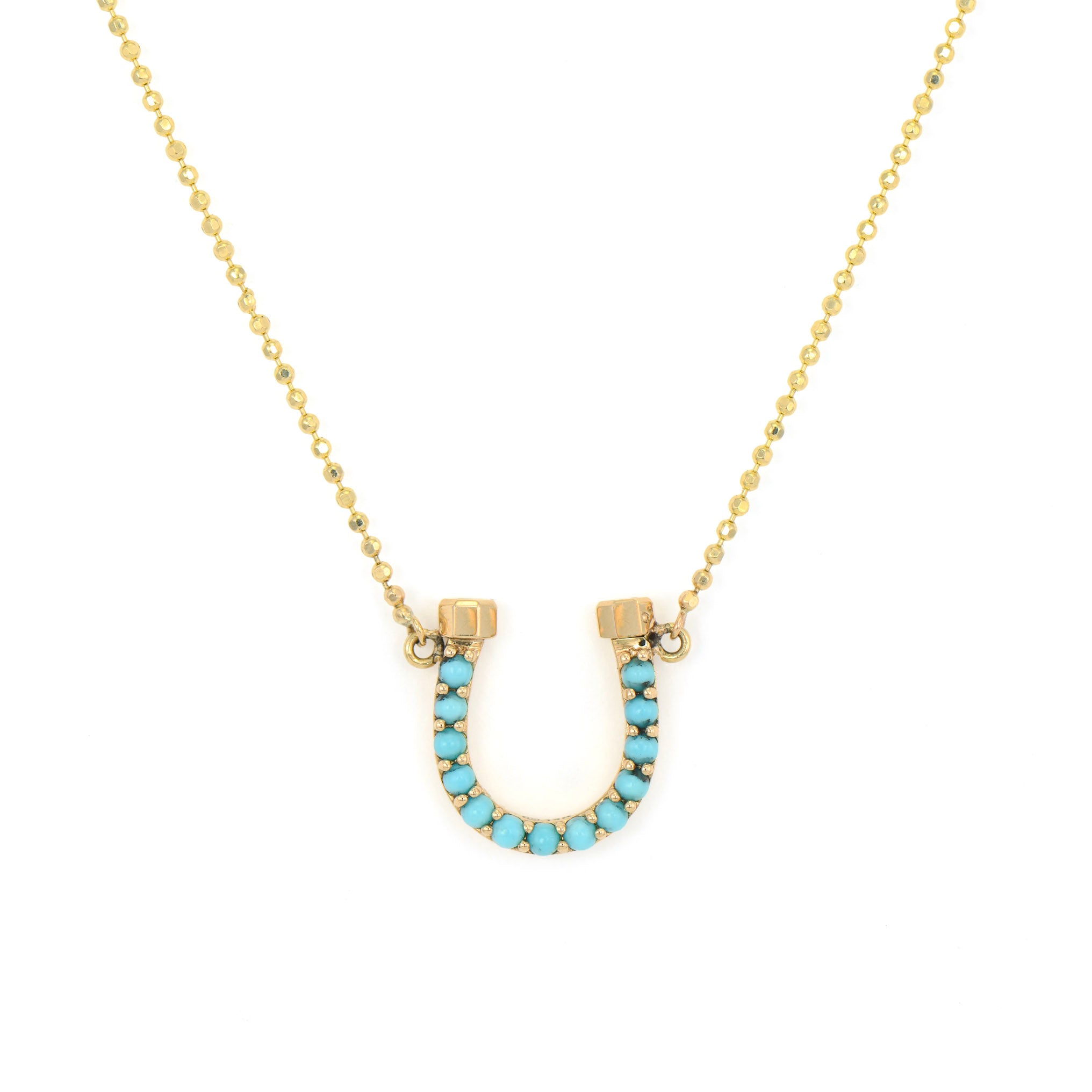 Double Sided Turquoise Lucky Horseshoe Necklace
