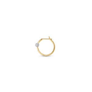 Satin Gold & Diamond Ball Nano Hoop Earring