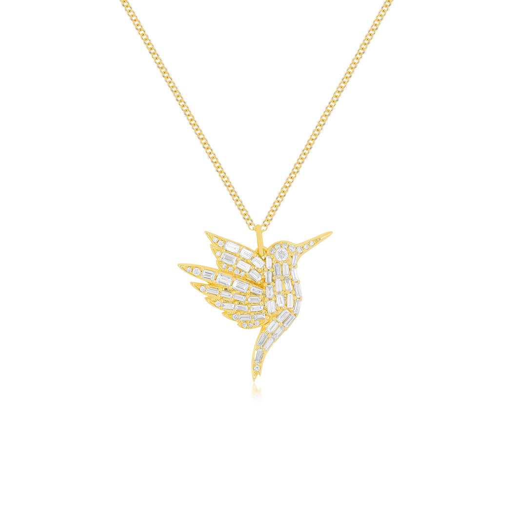 Baguette Diamond Hummingbird Necklace