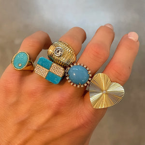  Turquoise Lover Cabochon & Diamond Frame Ring