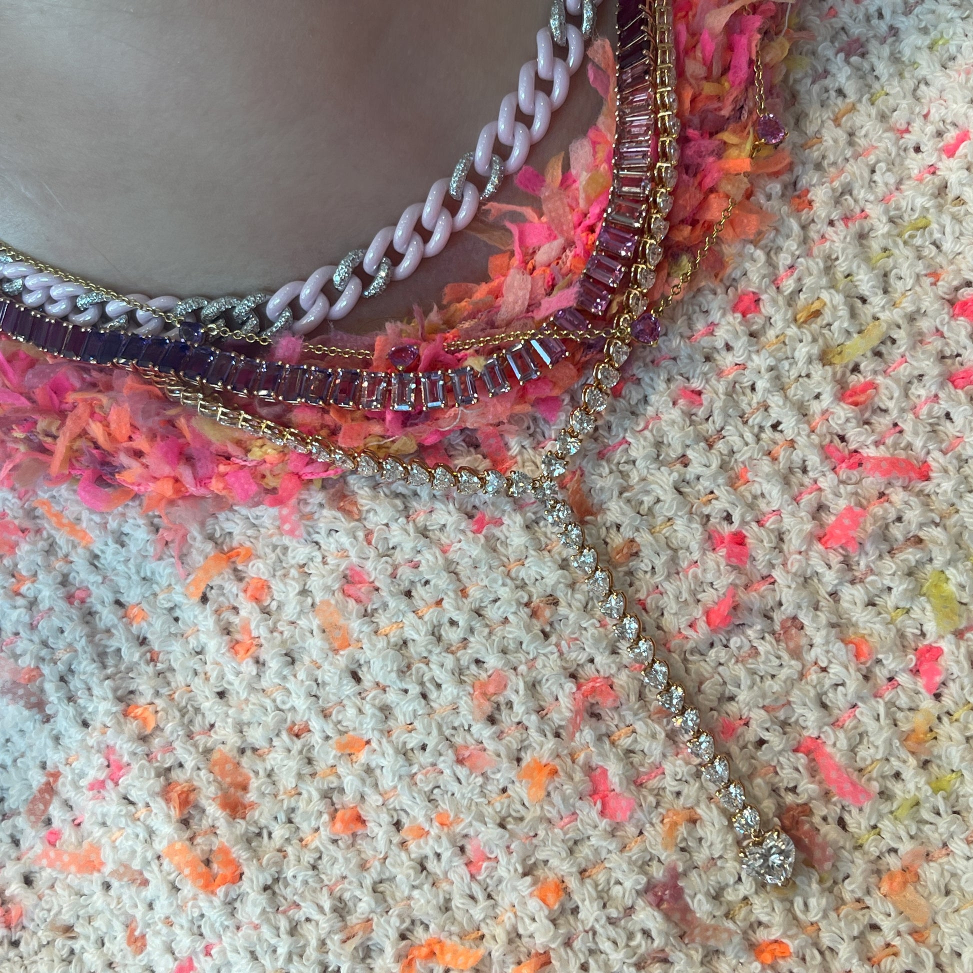 Diamond Heart Y Drop Necklace 