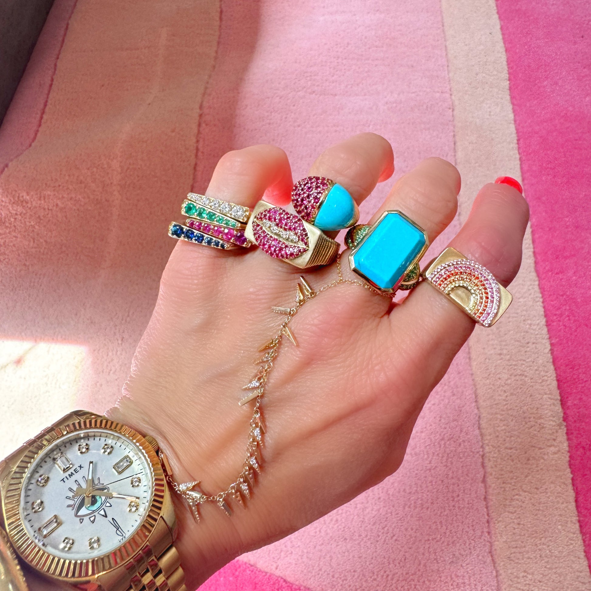 Found Cap Gemstone Cocktail Ring