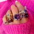 Large Baguette Purple Garnet or White Topaz Stacker Ring