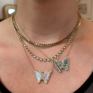 Alluring Abalone Shell & Diamond Butterfly Necklace
