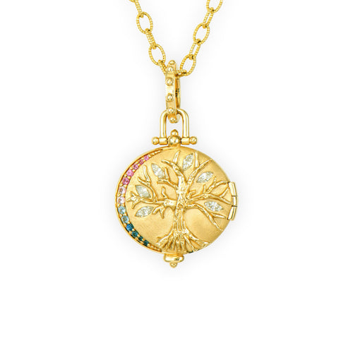 Family Tree Azurite Locket Pendant