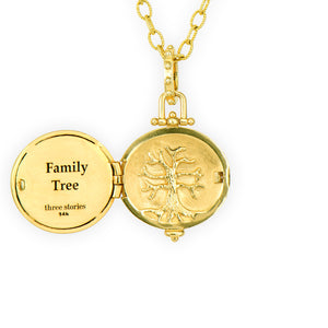 Family Tree Azurite Locket Pendant
