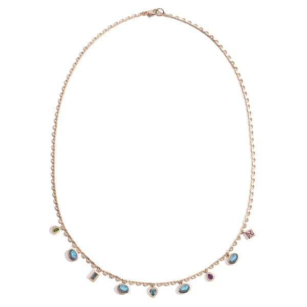 Cool Mix Gemstone Garland Necklace