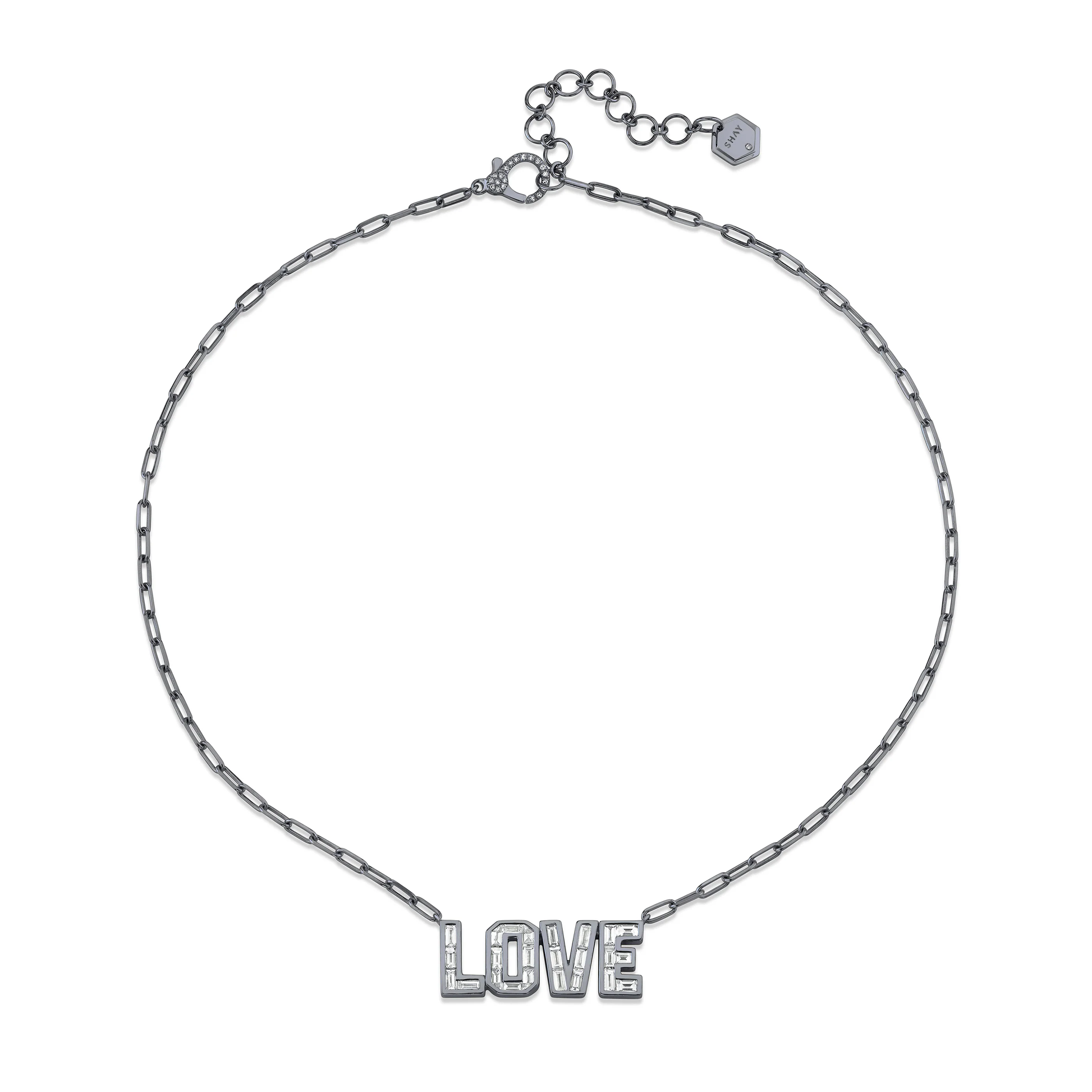 Diamond Baguette Love Pendant Necklace