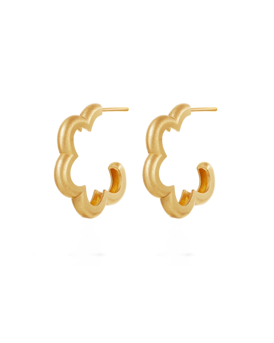 Satin Gold Floret Hoop Earrings